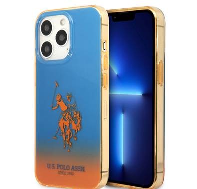 USPA PC/TPU Gradient Case with Dyed Bumper & Horse Logo iPhone 14 Pro Max Compatibility - Blue/Orange