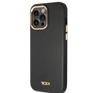 جراب هاتف Tumi نسائي ناعم من الجلد الناعم لهاتف iPhone 14 Pro Max - أسود