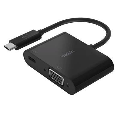 محول شحن Belkin USB-C إلى VGA + Charge - أسود
