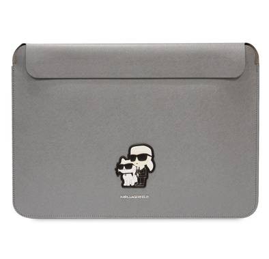 حقيبة كمبيوتر محمول Karl Lagerfeld مع شعار K&amp;C NFT - مقاس 14 بوصة - فضة