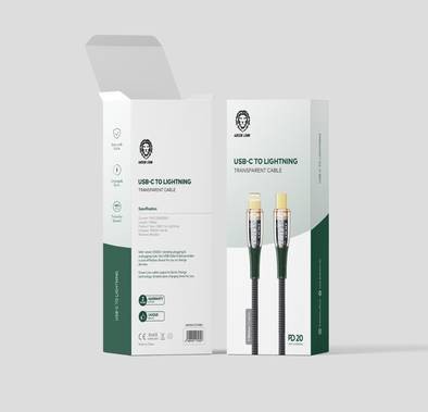 Green Lion USB-C to Lightning Transparent Cable - 1-Meter - Black