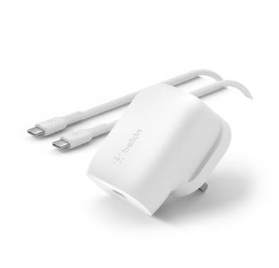 Belkin Boost Charge 30w Wall Charger with PPS + USB-C to Type C Cable - White