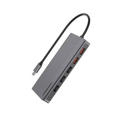 Powerology 12in1 USB-C Hub HDMI Type-C 100W PD Ethernet VGA USB SD MicroSD 3.5AUX - Dark