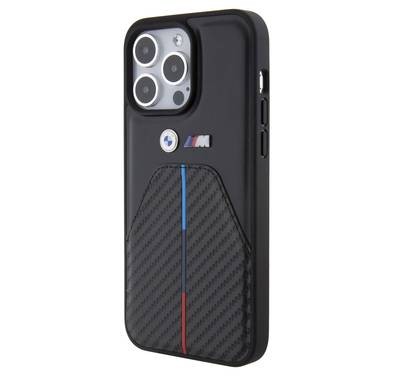 BMW M PU Leather & Carbon Case with Metal Logo for iPhone 15 Pro
