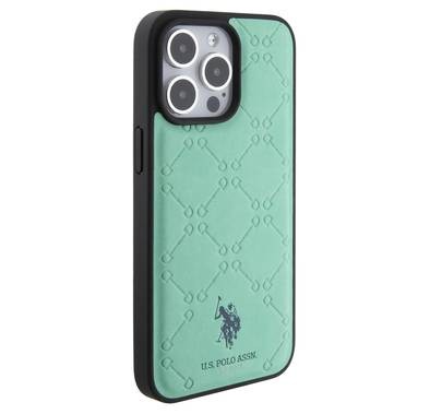 U.S.Polo Assn. PU Leather HS Pattern Case for iPhone 15 Pro Max - Black - أخضر - iPhone 15 Pro