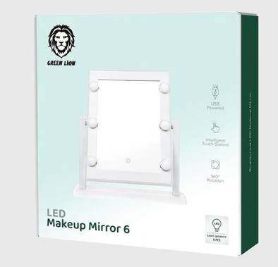 مرآة مكياج جرين لايون برايتننج 6 ليد - أبيض