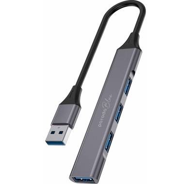 موزع USB-A 4 في 1 من Porodo Blue إلى 1 × USB-A 3.0 بسرعة 5 جيجابت في الثانية و3 × USB-A 2.0 بسرعة 480 ميجابت في الثانية - أسود