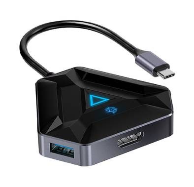 Porodo Gaming 6in1 USB-C Hub Type-C PD 100W HDMI USB SD MicroSD - أسود