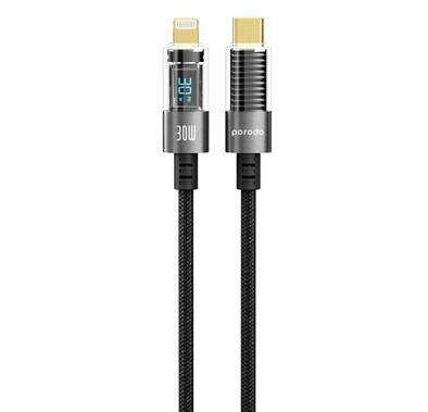 Porodo Braided Cable - USB-C TO Lightning - Black - 1.2M