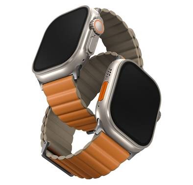 حزام مغناطيسي ذو وجهين من Uniq Revix Premium Edition لساعة Apple - البرتقالي