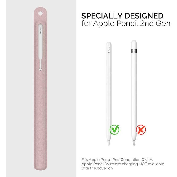 AhaStyle Leather Texture Silicone Sleeve Compatible for Apple Pencil 2, Premium Silicone Material, All Around Protection Suitable with 2nd Gen Apple Pencil - Pink