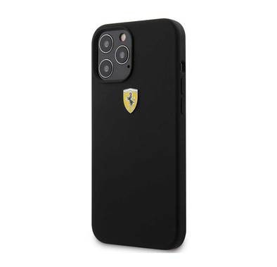 CG Mobile Ferrari On Track Liquid Silicone Case Metal Logo Compatible for iPhone 12 / 12 Pro (6.1") - Black