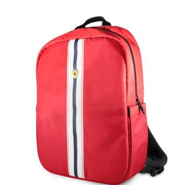 Ferrari Pista Metal Logo On Track Backpack 15" with Charging Cable - Red