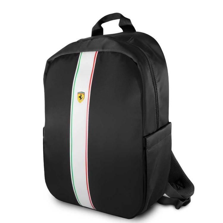 Ferrari Pista Metal Logo On Track Backpack 15" with Charging Cable - Black
