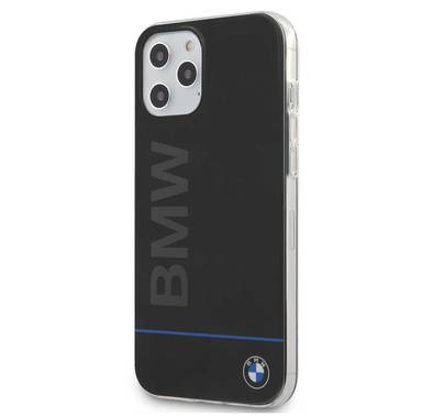 CG Mobile BMW PC/TPU Shiny Hard Case Blue Horizontal Line & Printed Logo Compatible for iPhone 12/12 Pro (6.1") Shock & Scratch Resistant Back Cover Officially Licensed - Black
