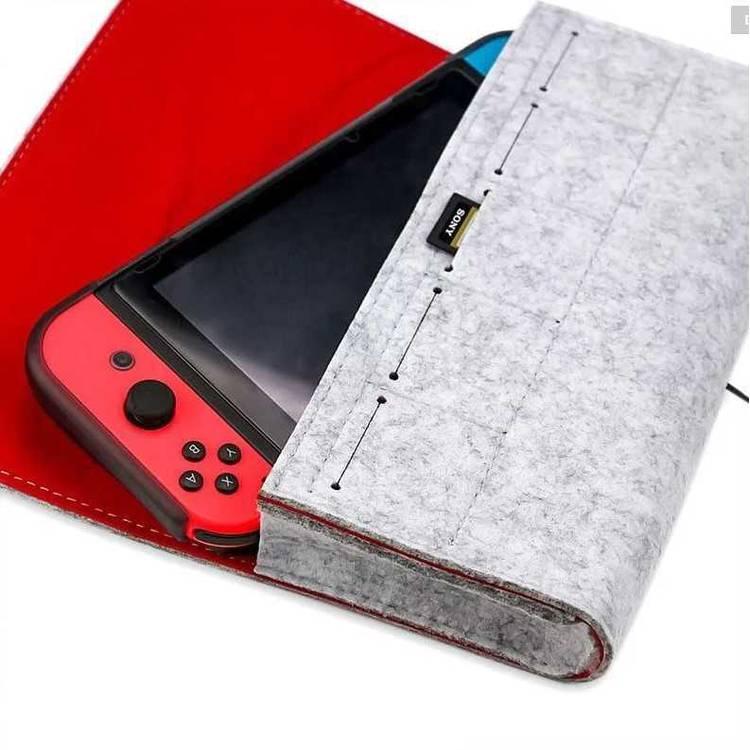 AhaStyle Carrying Case Compatible for Nintendo Switch Lite, Portable Carrying Bag Ultra Slim Professional Protective Felt Pouch with 5 Game Cartridges Holders ( Switch Logo )