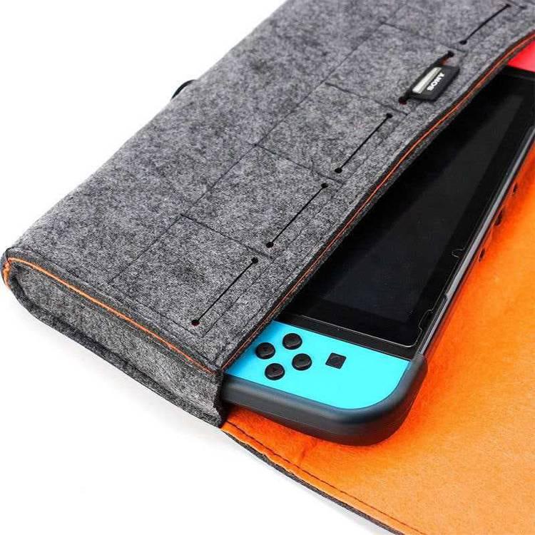 AhaStyle Carrying Case Compatible for Nintendo Switch Lite, Portable Carrying Bag, Ultra Slim Professional Protective Felt Pouch with 5 Game Cartridges Holders ( Switch Logo )