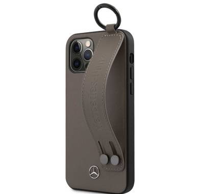 CG Mobile Mercedes-Benz Leather Case Hand Strap Compatible for iPhone 12 / 12 Pro (6.1") Shock & Scratch Resistant, Easy Access to All Ports, Drop Protection  - Brown