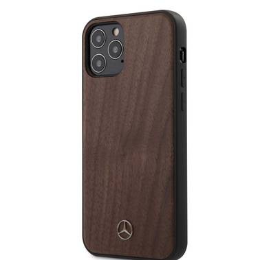CG Mobile Mercedes-Benz Genuine Wood Line Hard Case for Apple iPhone 12 Pro Max (6.7") Shock & Drop Protection Suitable with Wireless Chargers Officially Licensed Walnut Brown