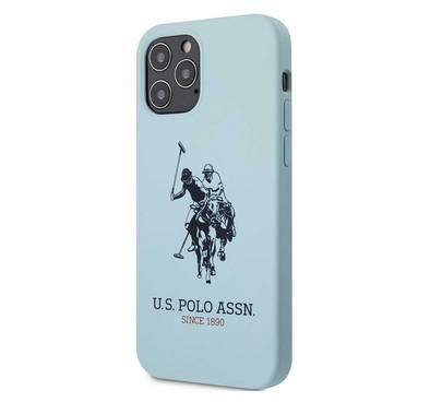 CG Mobile U.S. Polo Assn. Liquid Silicone Hard Case DH Logo for iPhone 12 / 12 Pro (6.1") Shock & Scratch Resistant, Suitable with Wireless Chargers Officially Licensed Blue