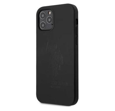 CG Mobile U.S. Polo Assn. Liquid Silicone Hard Case for iPhone 12 Pro Max (6.7") Shock & Scratch Resistant, Back Cover Suitable with Wireless Chargers Officially Licensed Black