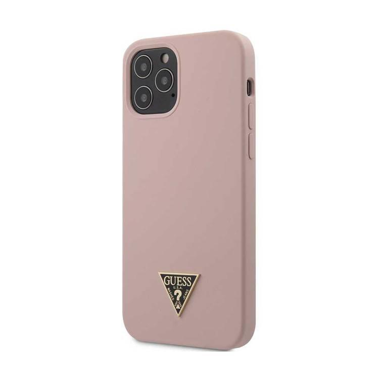 Guess Liquid Silicone Case w/ Metal Logo for iPhone 12 / 12 Pro (6.1") - Pink