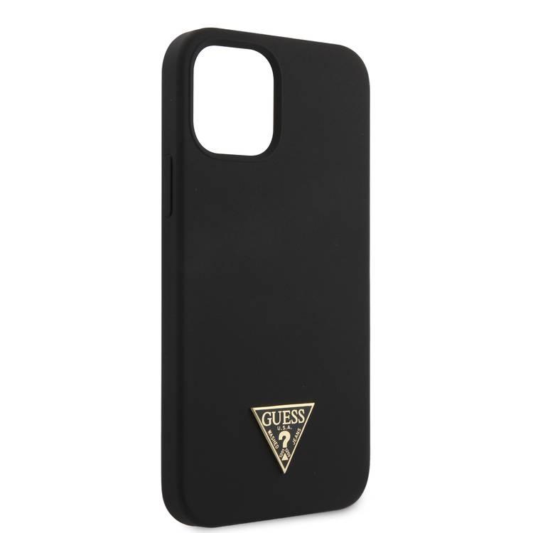 Guess Liquid Silicone Case w/ Metal Logo for iPhone 12 / 12 Pro (6.1") - Black