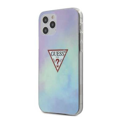 CG MOBILE Guess PC/TPU Tie & Dye Hard Phone Case Compatible for iPhone 12 / 12 Pro (6.1") Drop Protection Mobile Case Officially Licensed - Blue
