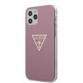 CG Mobile Guess PC/TPU Metallic Triangle Hard Case for iPhone 12 / 12 Pro (6.1") Shock & Drop Protection Suitable with Wireless Chargers Officially Licensed - Pink