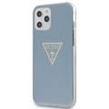 CG Mobile Guess PC/TPU Metallic Triangle Hard Case for iPhone 12 Pro Max (6.7") Shock & Drop Protection Suitable with Wireless Chargers Officially Licensed - Light Blue