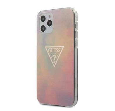 CG Mobile Guess PU/TPU Tie and Dye Hard Case for iPhone 12 / 12 Pro (6.1") Shock & Drop Protection Suitable with Wireless Chargers Officially Licensed - Pink
