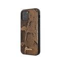 CG MOBILE Guess PU Python Pattern Phone Case with Metal Logo Compatible for iPhone 12/12 Pro (6.1") Mobile Case Suitable with Wireless Charging Officially Licensed - Brown