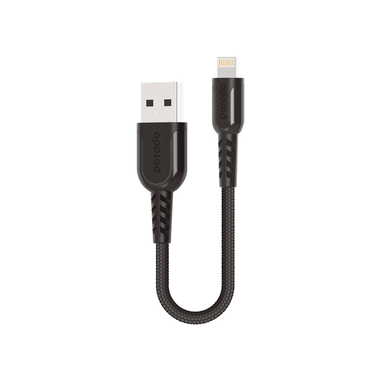 Lightning Cable Porodo PD-LMETRP025-BK Metal Braided Lightning Cable-Black