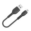 Porodo PVC Micro USB Cable 0.25m, Fast Charging, Data Sync, Super Durable, Compatible with Samsung, Huawei, Ulefone, Nokia, Sony - Black