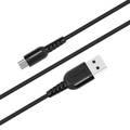 Porodo Metal Braided Type-C Cable 2.4m, Fast USB Type C Charging Cable, Data Sync, Super Durable, Compatible with LG, Samsung + ect and other Devices with type c interface - Black