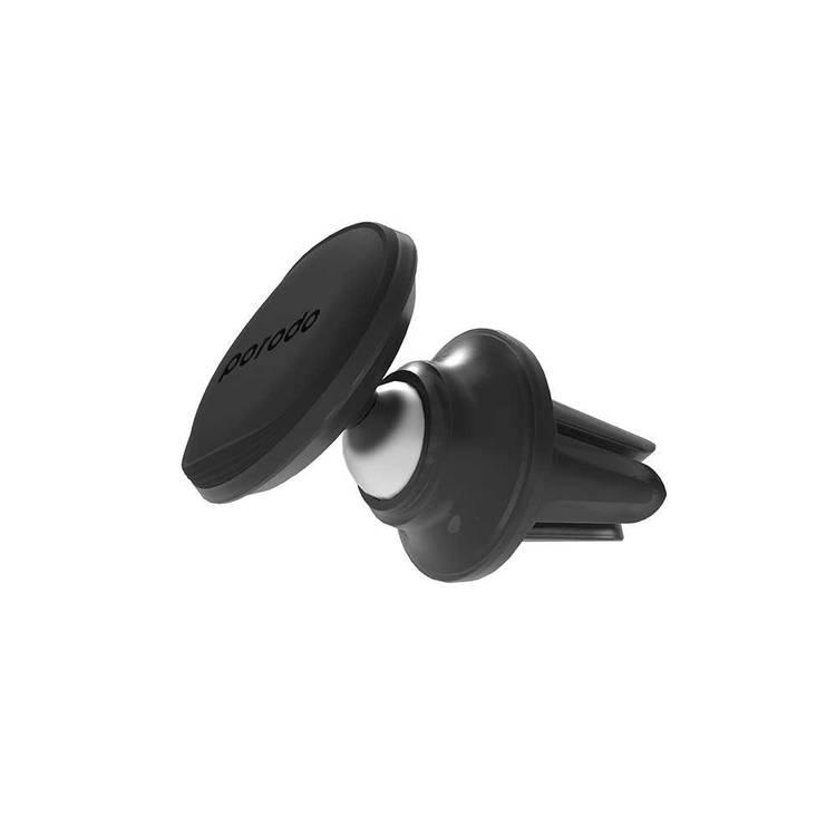 Porodo Mini Magnetic Car Mount ( Air-Vent ), Super Compact & Strong Magnet Cellphone Holder, 360 Degree Rotation Compatible for All Mobile Phone - Black