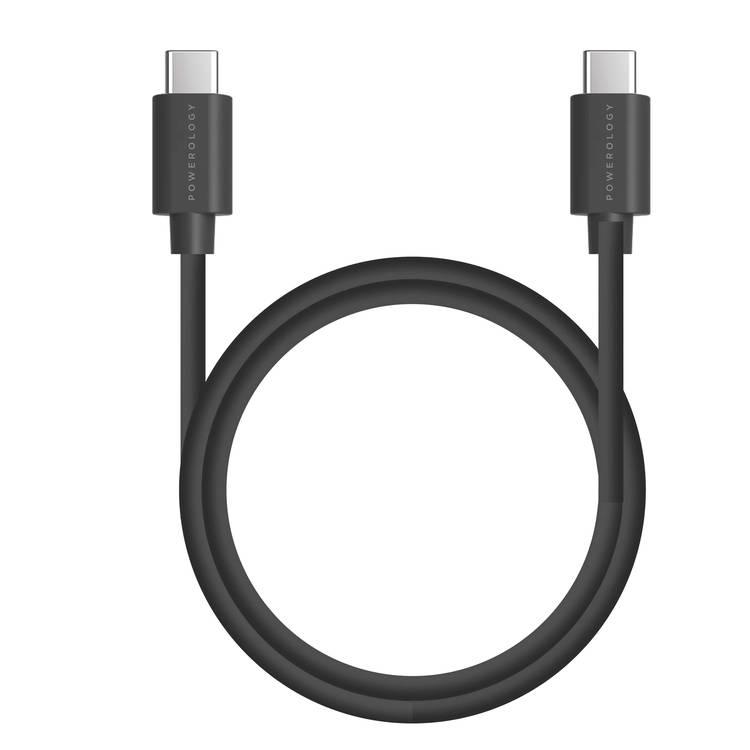 Powerology PVC Type-C to Type-C PD Cable 2M, Fast charge Cable, Data Sync, Super Durable, USB C to USB C 2.0 Cable Compatible for MacBook Pro 13" 15", MacBook Air, iPad Pro 12.9"
