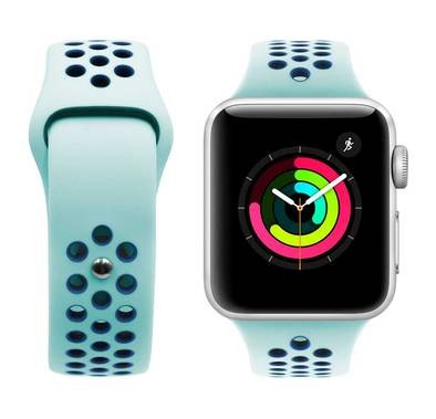 Porodo Nike Watch Band, Fit & Comfortable Replacement Wrist Band, Adjustable Straps Compatible for Apple Watch 40mm / 38mm - Light Blue/Dark Blue