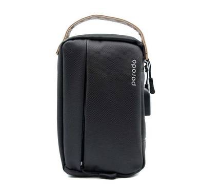 Porodo Convenient Leather Storage Bag 8.2" with Handle, Lightweight Slim Pouch, Easy for Carrying, Suitable for Outdoor, Business, Office, School - Black