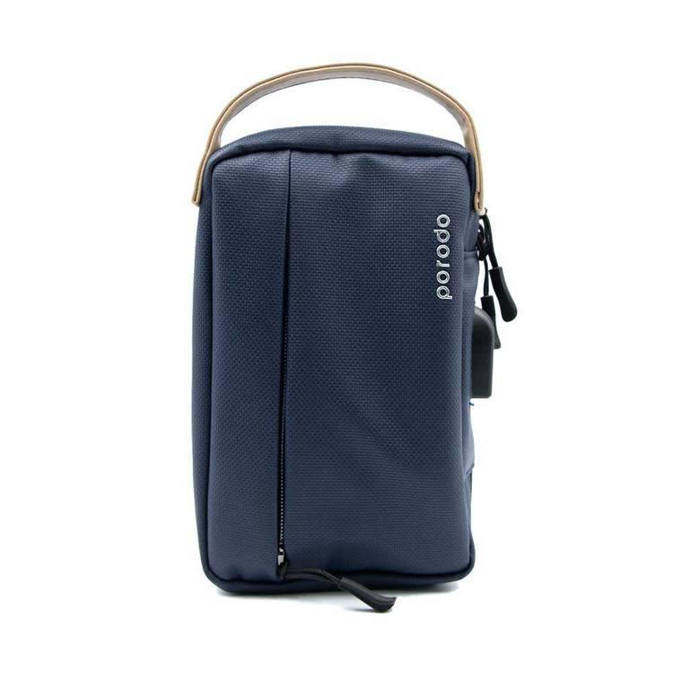 Porodo Convenient Leather Storage Bag 8.2" with Handle, Lightweight Slim Pouch, Easy for Carrying, Suitable for Outdoor, Business, Office, School - Blue
