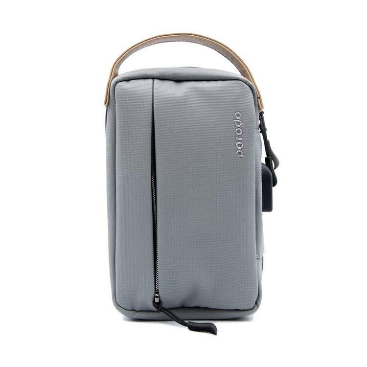 Porodo Convenient Leather Storage Bag 8.2" with Handle, Lightweight Slim Pouch, Easy for Carrying, Suitable for Outdoor, Business, Office, School - Gray
