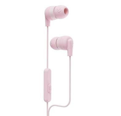 Skullcandy Ink'd+ In-Ear Earbuds with Microphone, Call & Track Control, 3.5mm Aux Cable Wired Headset with Noise Isolating Fit - Pastels Pink/White