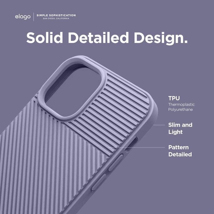 Elago TPU Cushion Case Compatible for iPhone 12 Pro Max (6.7"), Edge Stripe, Great Shock Absorbing Case, Wireless Charging Compatible - Lavender Grey
