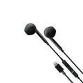 Porodo Soundtec Stereo Earphones 1.2m Compatible for iPhone Lightning Devices with High-Clarify Mic, Pure Sound, Wired Headset with 3-button Control, Plug & Play - Black