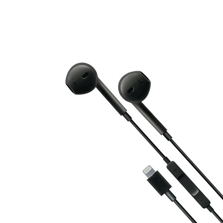 سماعات أذن استريو من بورودو ساوندتك 1.2 متر متوافقة مع أجهزة ايفون لايتنينغ مع ميكروفون عالي الوضوح ، صوت نقي ، سماعة رأس سلكية مع تحكم بثلاثة أزرار ، التوصيل والتشغيل - أسود