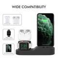 AhaStyle 3 in 1 Silicone Charging Dock/Silicone Stand and Cable organizer Compatible for Charging All iPhone Models, AirPods Pro/1/2, and Apple Watch Series 5/4/3/2/1 - Black
