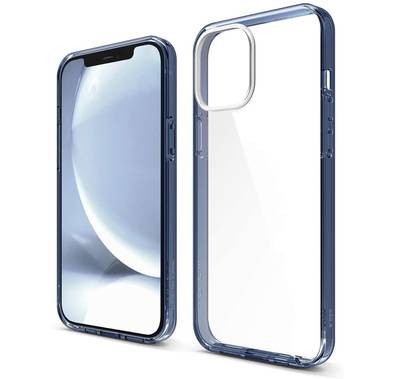 Elago Hybrid Case Compatible for iPhone 12 Pro Max (6.7"), Shock Absorbing Case Suitable Wireless Charging, Screen & Camera Protection - Jean Indigo