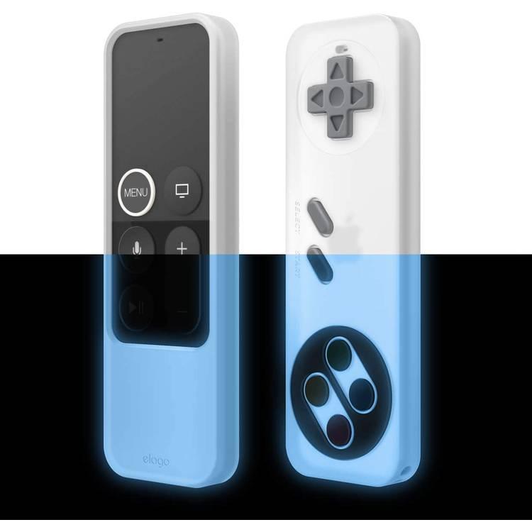 Elago R4 Retro Apple TV Remote Case with Apple TV Siri Remote 4K 5th / 4th Generation, Classic Controller Design [Non-Functional], Extra Protection, Lanyard Included Nightglow Blue