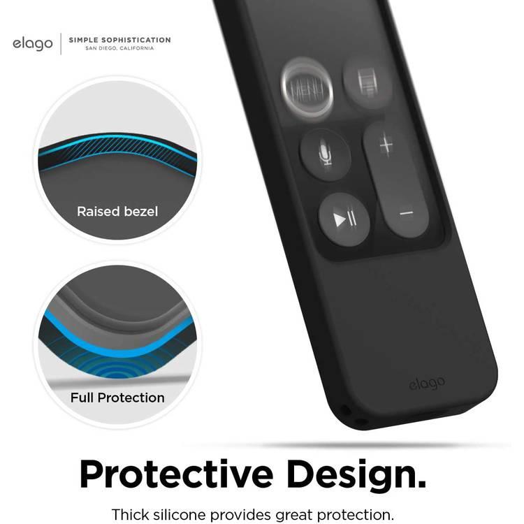 Elago R4 Retro Apple TV Remote Case Compatible with Apple TV Siri Remote 4K 5th / 4th Generation, Classic Controller Design [Non-Functional], Extra Protection, Lanyard Included - Black