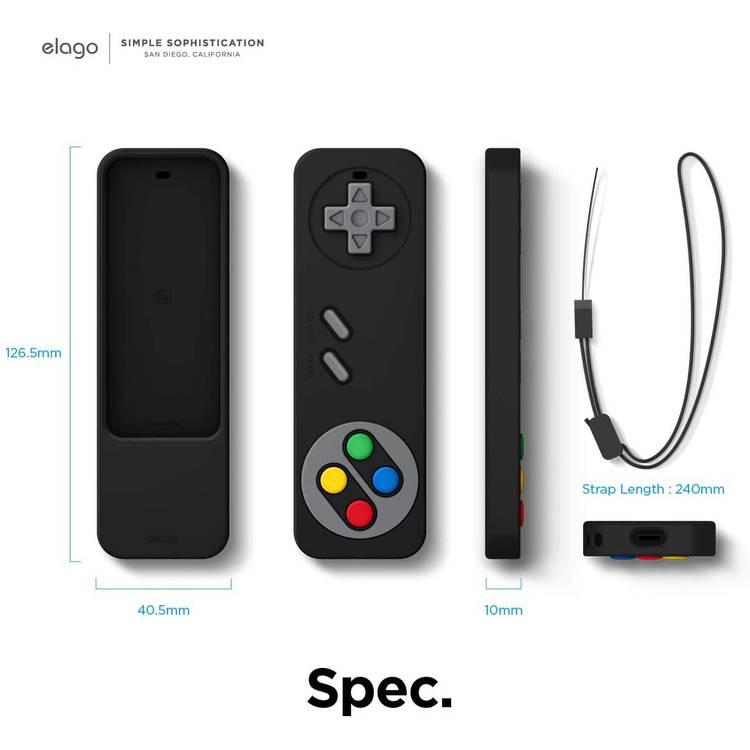 Elago R4 Retro Apple TV Remote Case Compatible with Apple TV Siri Remote 4K 5th / 4th Generation, Classic Controller Design [Non-Functional], Extra Protection, Lanyard Included - Black